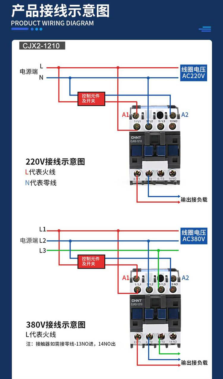 交流接触器220v三相cjx2