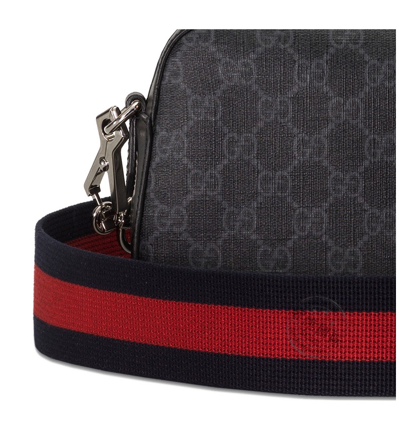 正品中检gucci古驰男包gg黑灰色帆布肩背包胸挎包