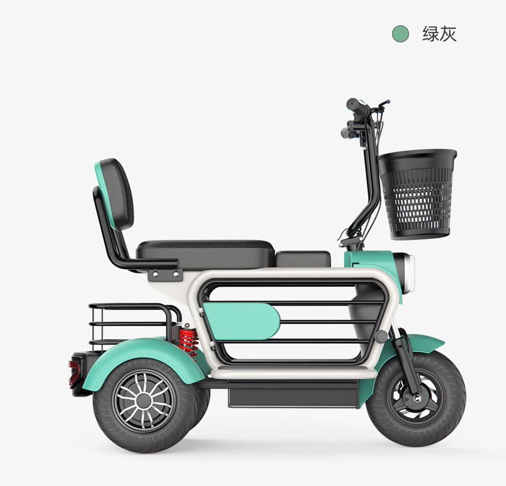电动三轮车迷你家用接送孩子小型女士亲子带娃老年代步锂电电瓶车