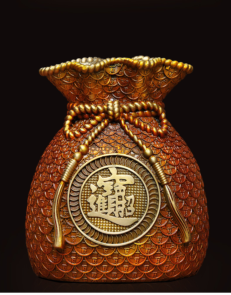 存钱罐中国风水客厅酒柜装饰公司办公室开业礼品彩铜大号聚财纳福创h