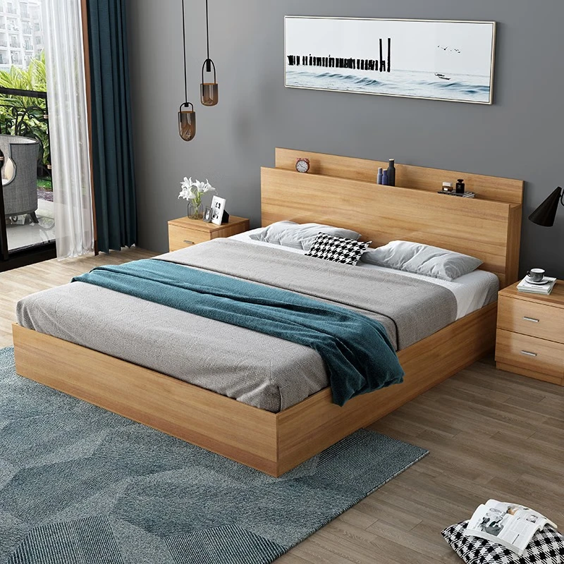 Luo Linglong Bed High Box Storage, Walnut Double Bed Frame With Storage