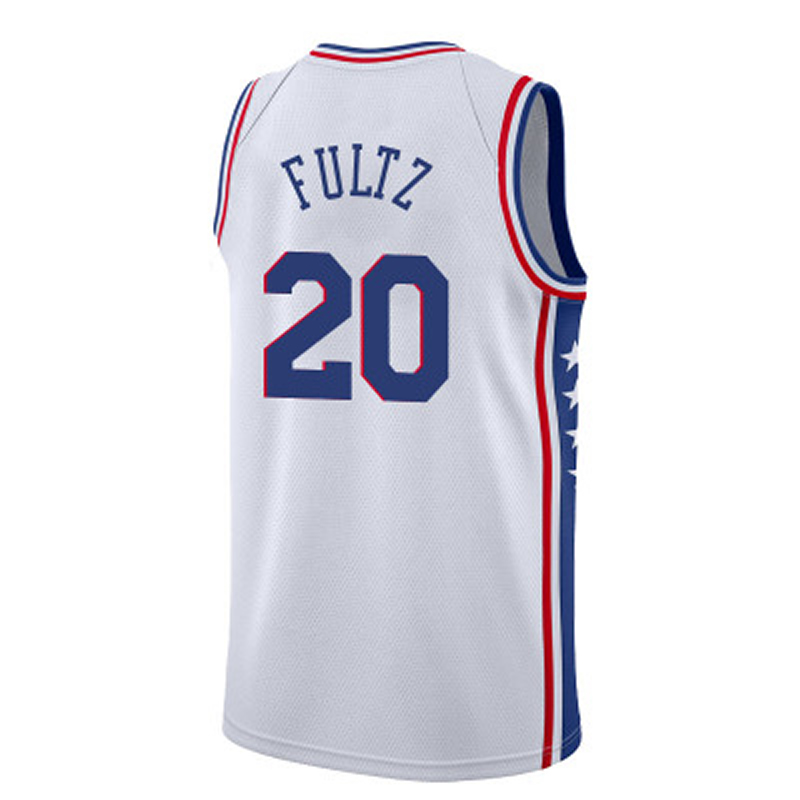 滕讯体育nba 76人队状元短裤白富尔茨城市版20号球衣红篮球队服套装