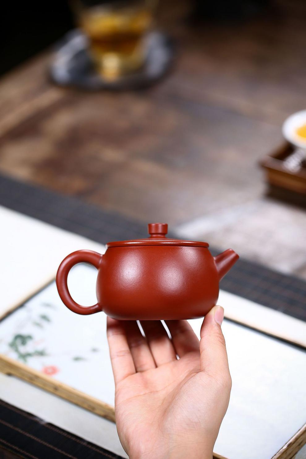 官方旗舰 yuzhongsha宜兴紫砂壶名家宽口厚德载物石瓢壶原矿大红袍全