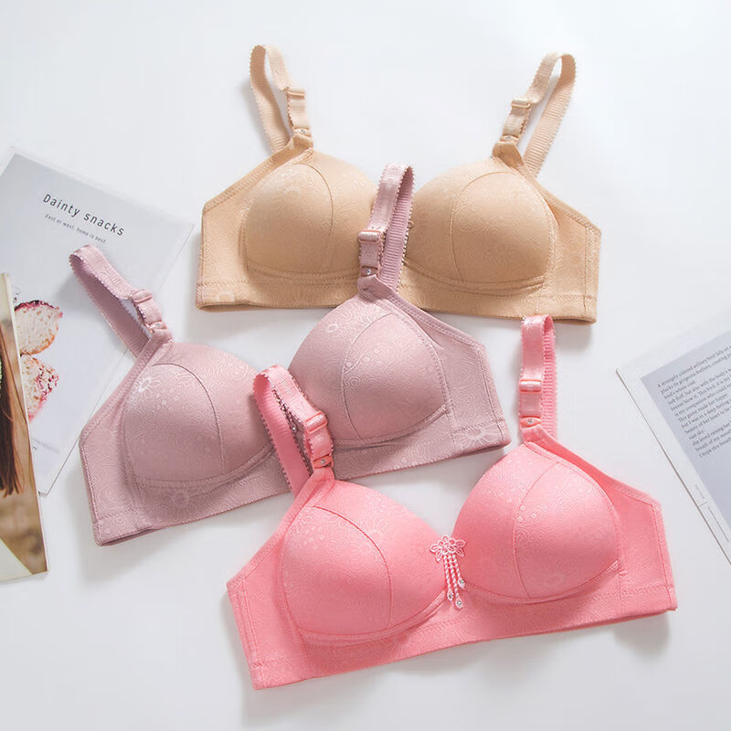 新款舒适柔软大码薄款无钢圈无磁内衣女士文胸罩聚拢防下垂收副乳 虾