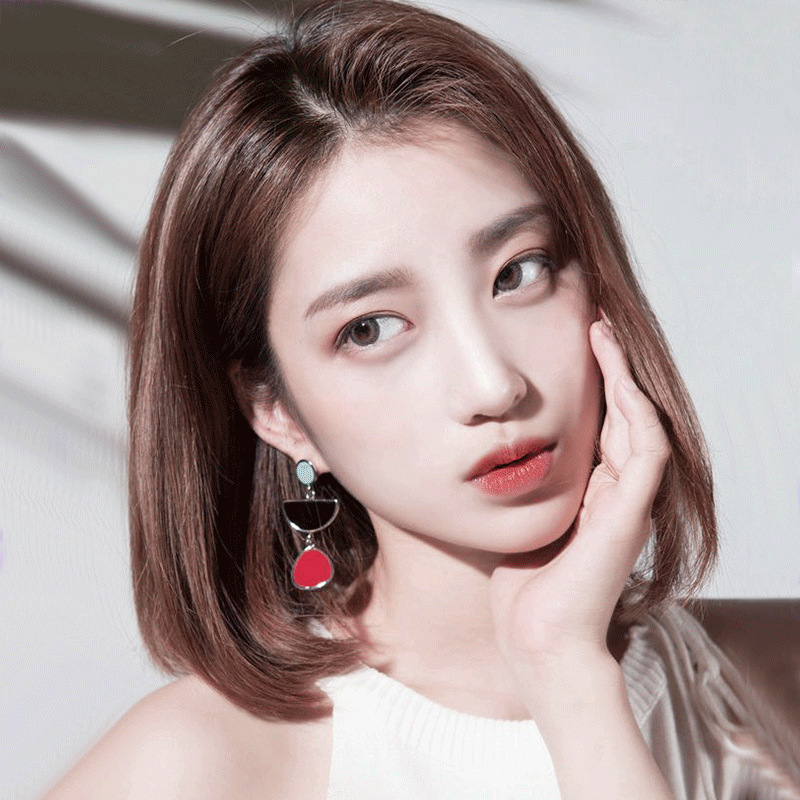 唐妮假发女发真人发丝韩国bobo波波头中分真发偏分圆脸短直发全头套26