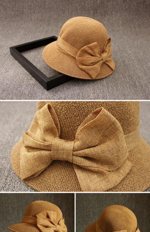 帽春夏季女士亚麻凉帽韩国时尚甜美可爱小礼帽潮定型纱帽米色m5658cm