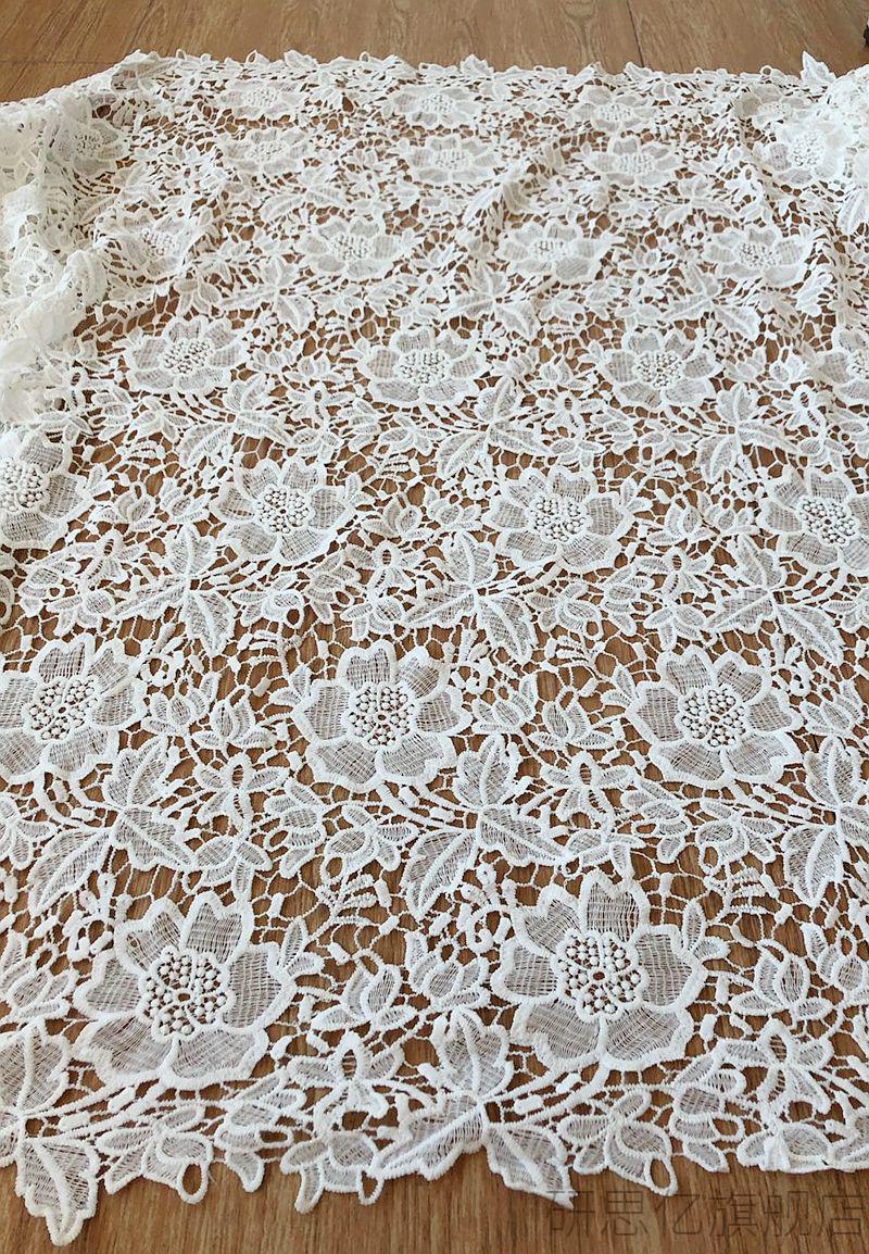 水溶蕾丝面料镂空牛奶丝花边白色刺绣花面料家居装饰桌布蕾丝布白色