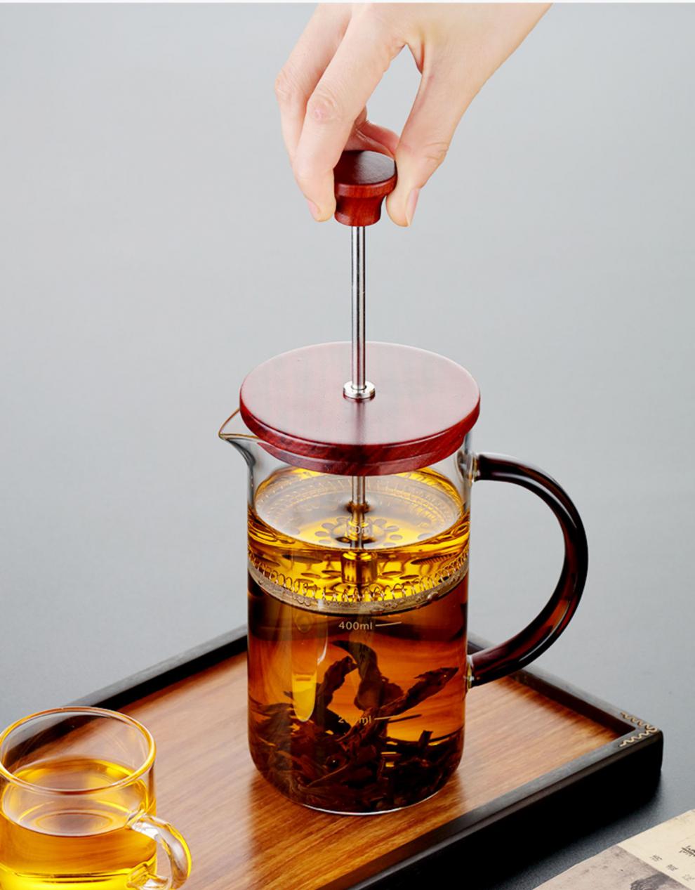 古哲孙俪同款玻璃法压壶家用法式滤压壶耐热冲茶器打奶泡飘逸杯 法压