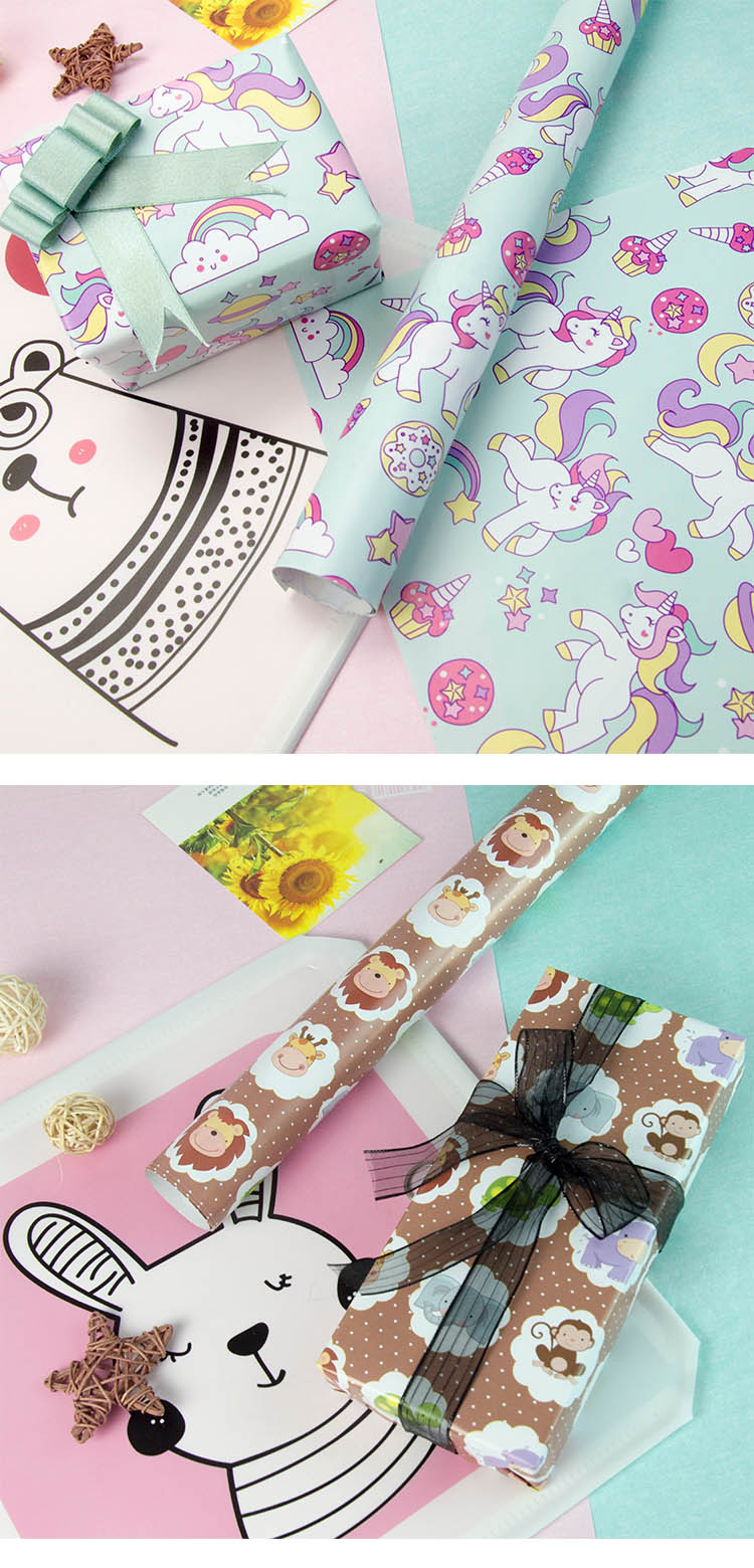 圣诞包装纸圣诞儿童节可爱卡通生日礼品礼物礼盒包装纸幼儿园手工环保