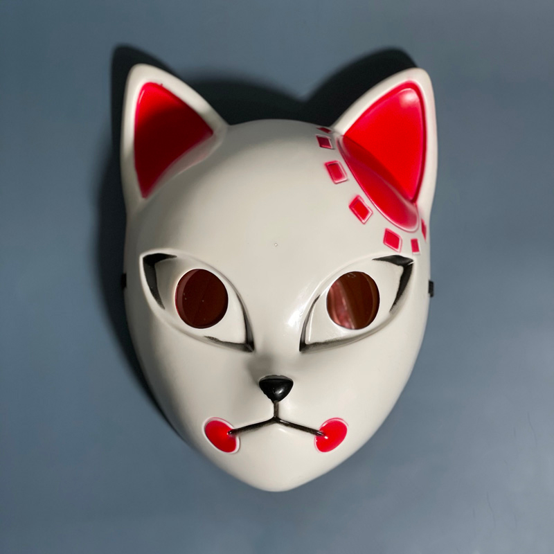 动漫日本鬼灭之刃灶门炭治郎锖兔真菰蝴蝶面具万圣节全脸狐狸cos发光