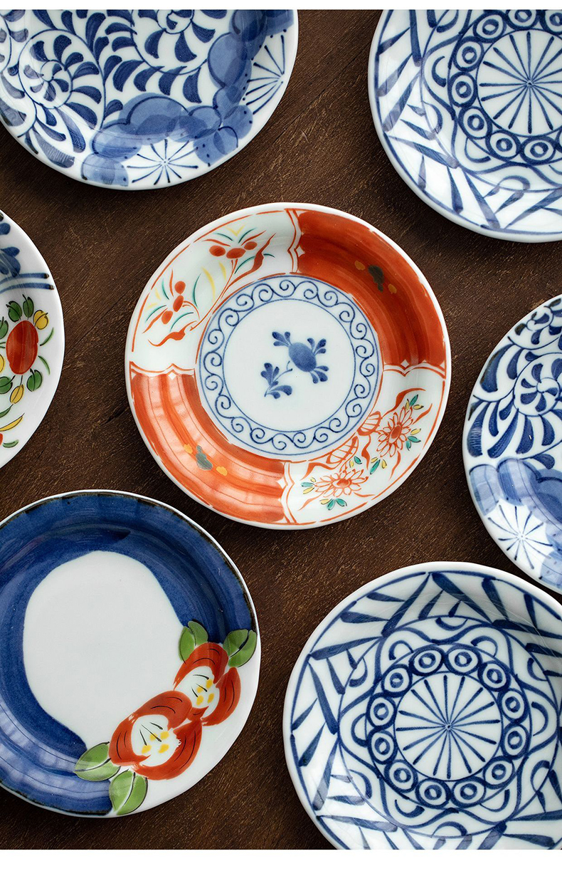 沐享手工餐具复古染锦小碟子骨碟陶瓷蘸料小钵商务礼盒套装彩绘变小钵