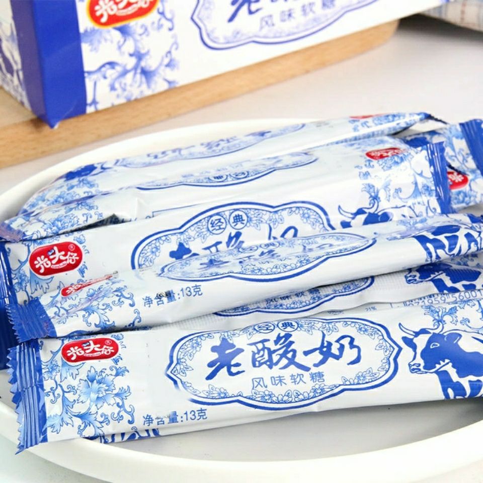 京品严选光头仔老酸奶风味糖光头仔老酸奶风味软糖牛奶糖喜糖水果糖