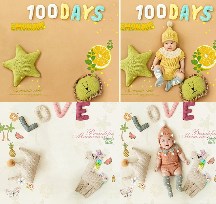 百天背景纸毯宝宝拍照ins百日照周岁生日100天白摄影道具不含衣服精致