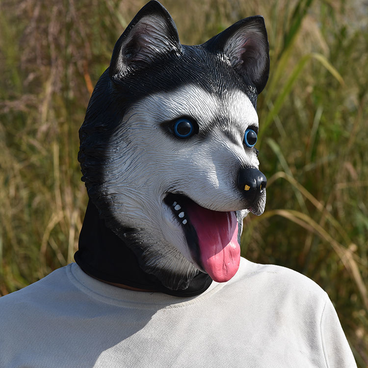 哈士奇头套动物头套恐龙头套狐狸猪头二哈企鹅兔子小浣熊小黄鸭乌鸦