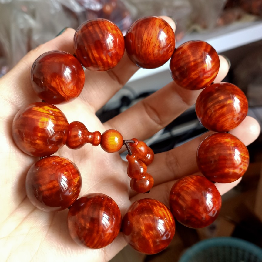 あ溯悠$琥珀木手串北沉香琥珀木男女手串珠串东北红松明子原料高油全