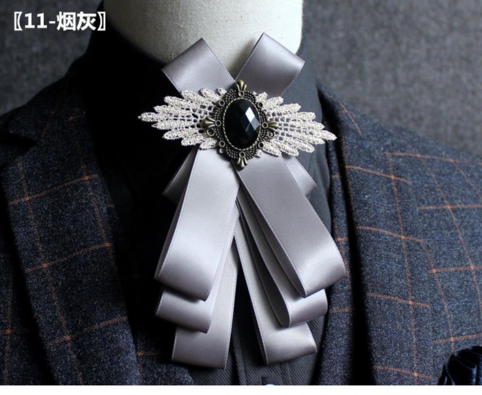 领花英伦正装商务男士领花多层蝴蝶结新郎伴郎结婚黑色领带18杏边黑