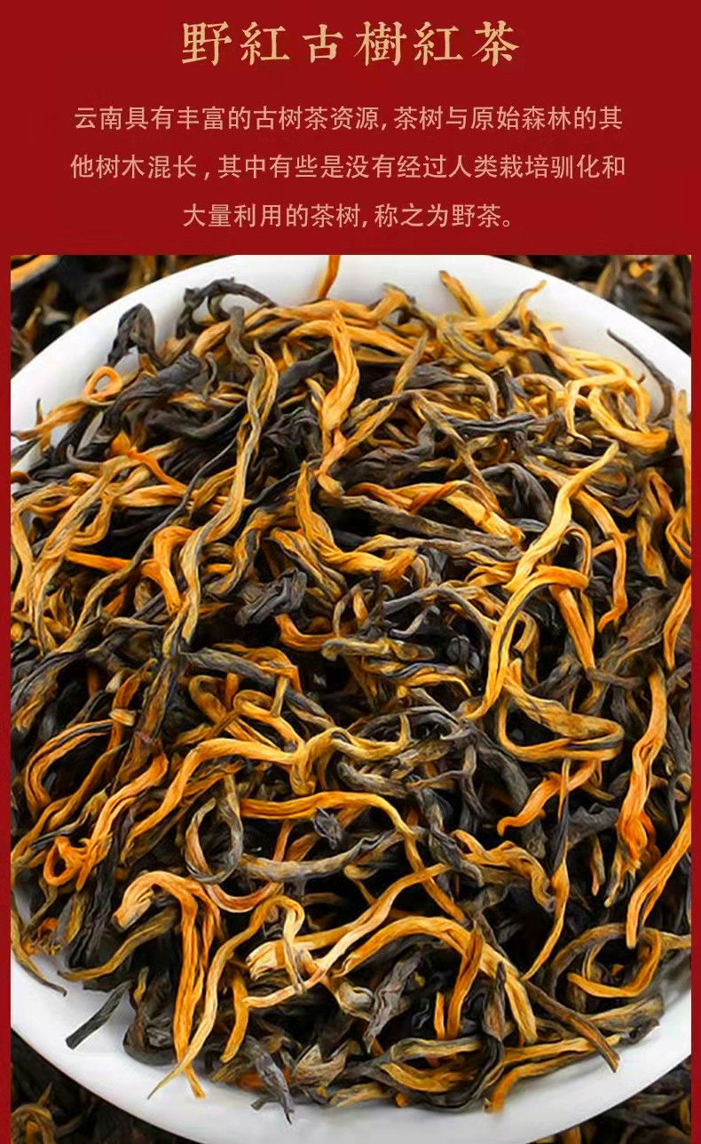 云南滇红金丝金芽2022新茶正宗凤庆古树茶叶明前春茶浓香滇红金丝之巅