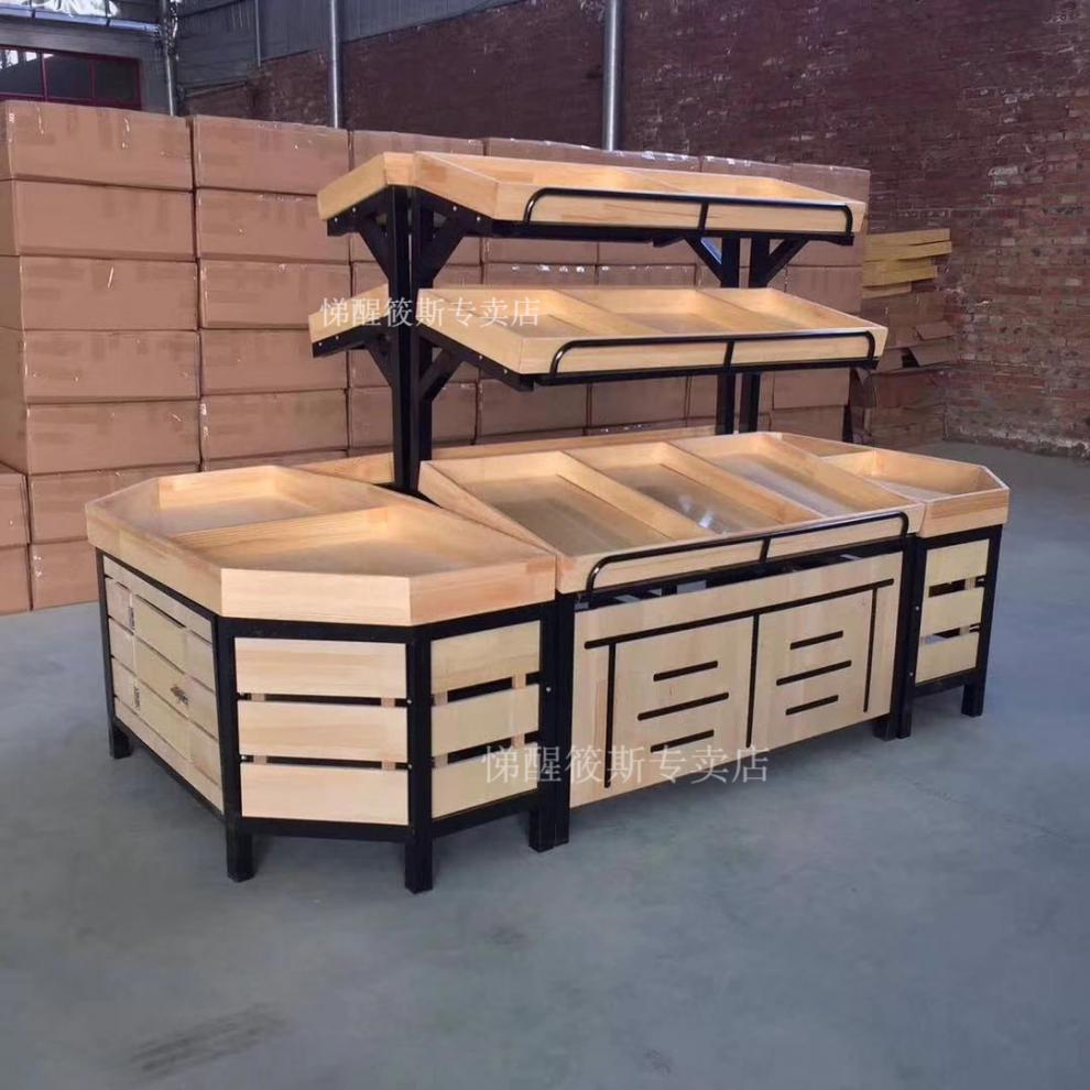 水果货架展示柜家用超市水果蔬菜货架木质多层果蔬展架中岛堆头多功能