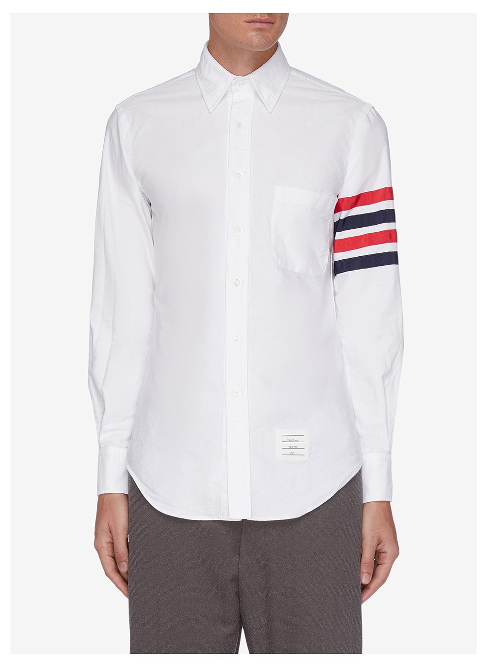 thombrown汤姆布朗男女通用棉质4条纹长袖衬衫mwl319a06177100白色1s