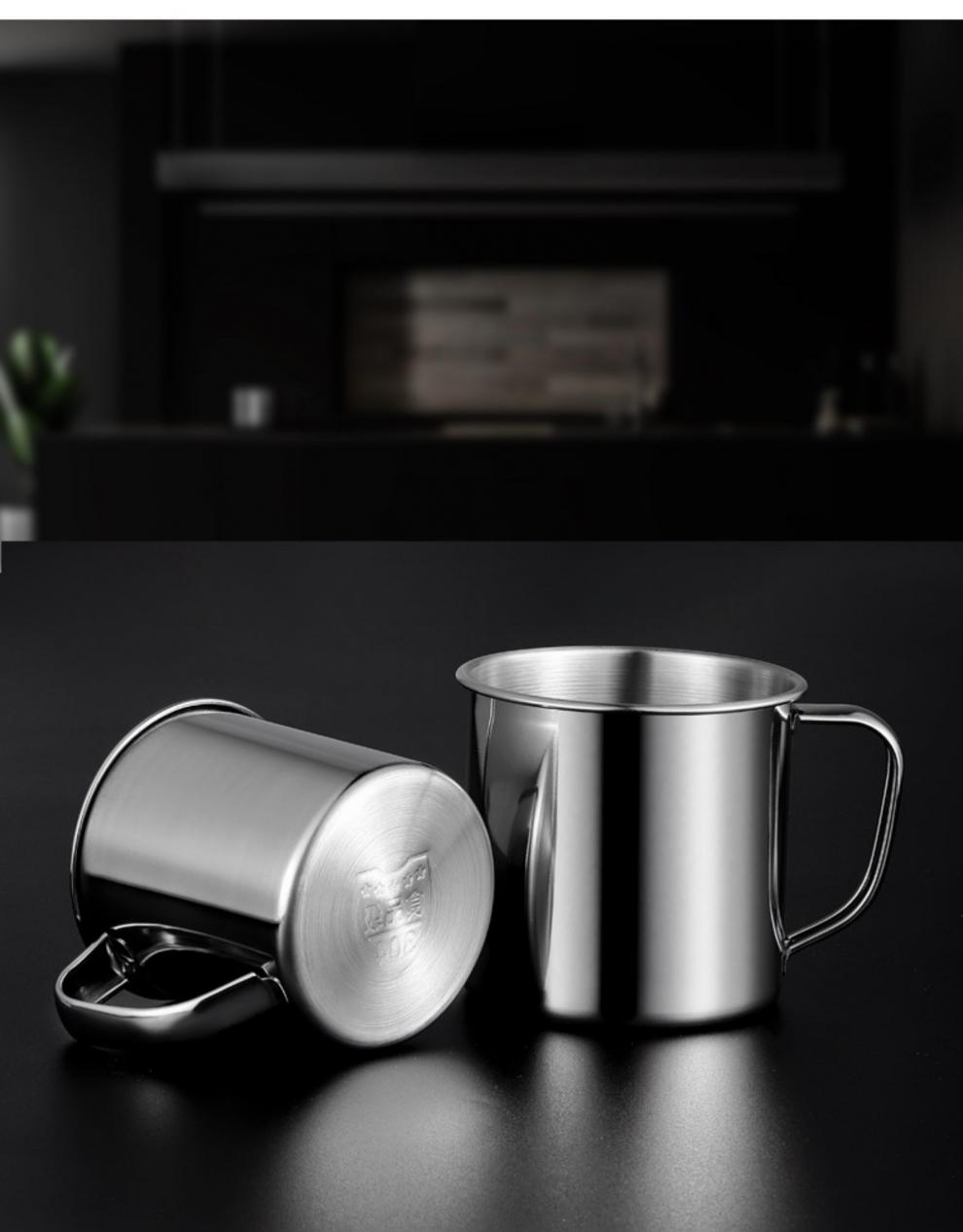 汉泊科不锈钢茶缸 不锈钢茶缸带盖304不锈钢水杯家用大容量带盖茶缸