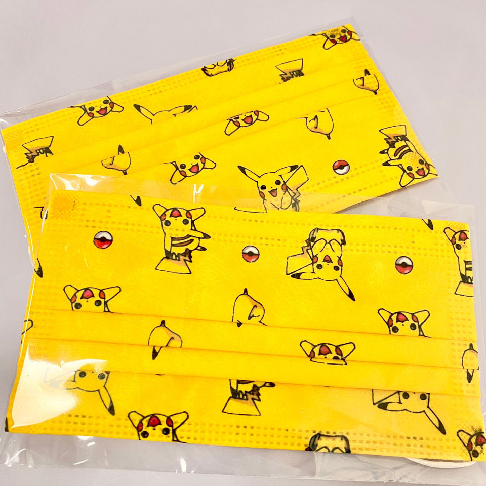 hnxc新品好看的口罩时尚漂亮皮卡丘精灵宝可梦系列口罩三层印花卡通