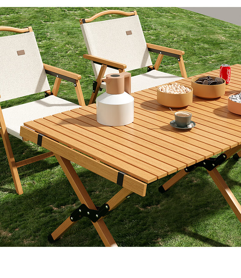 沐橙子便携户外折叠桌椅团建露营烧烤野餐桌车载野营装备用品 松木