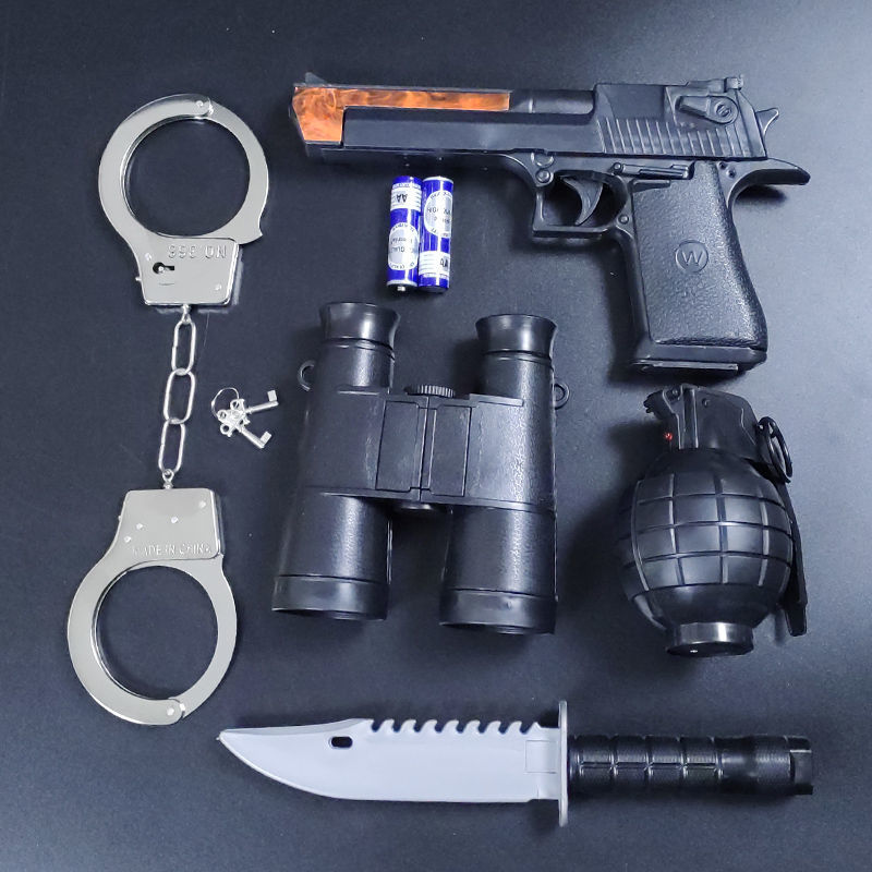 警察玩具儿童玩具枪手铐男孩真人吃鸡装备套装警察小特警全套电动玩具