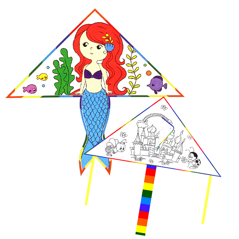 做风筝的手工材料风筝材料包成人diy风筝新款手工涂鸦卡通儿童绘画