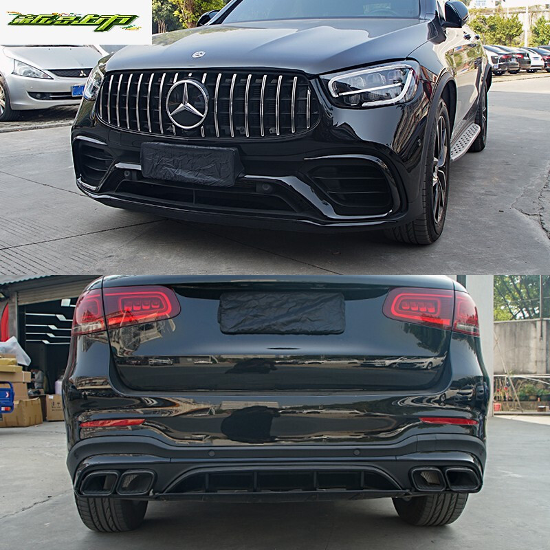 16-21款奔驰glc63s大包围glc200l/260l前唇后唇保险杠amg中网改装 20