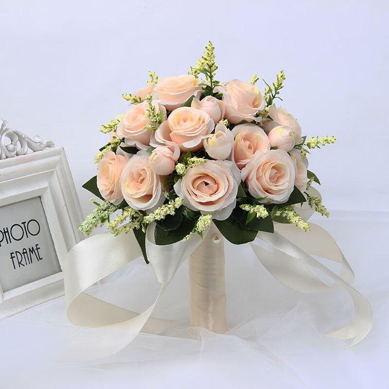 手捧花仿真结婚905新娘韩式婚礼领证花束森系婚纱摄影拍照道具 乳白色