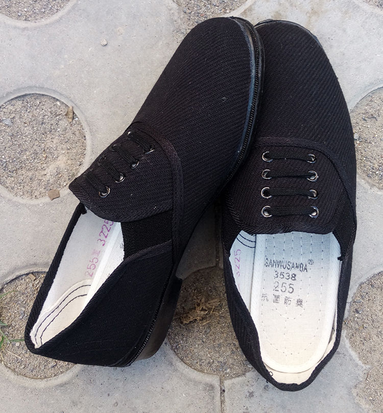87布鞋低帮解放鞋中老年男一脚蹬老北京酒店工作鞋帆布鞋黑色36