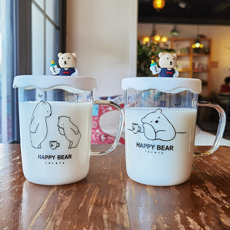 2021新品微波炉热奶杯 早餐杯成人大口径牛奶玻璃杯宝宝儿童带刻度