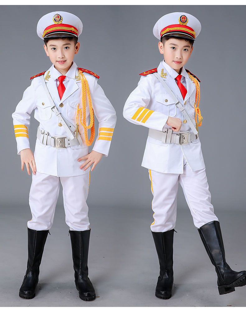 儿童军人套装中小学生升旗手班护卫队三军仪仗队礼宾服装军装 男款 白