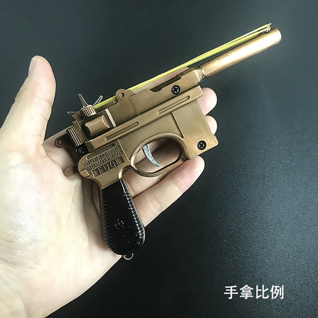 毛瑟光面6连发皮筋枪手拿比例展示