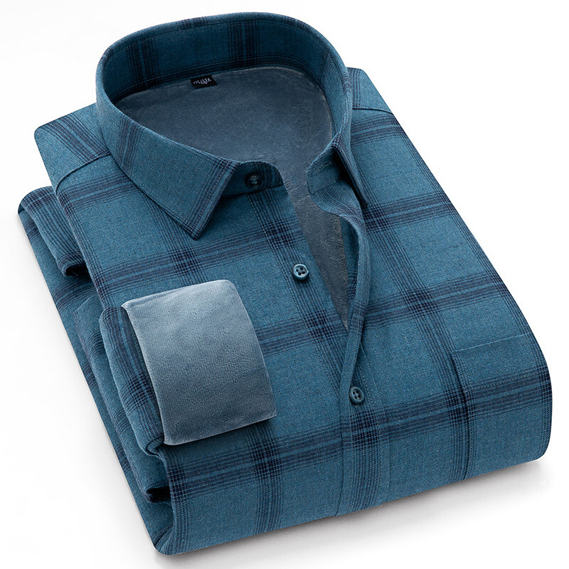 【春季新品】男士加绒加厚棉衬衫季新款超厚中老年男士爸爸保暖衬衣