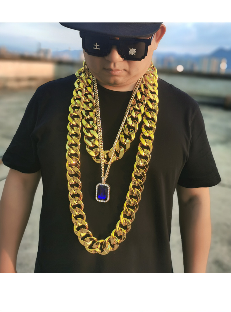 宝茄雷龙网红抖音大金链子社会人塑料大道具假金项链男镀金越南沙金
