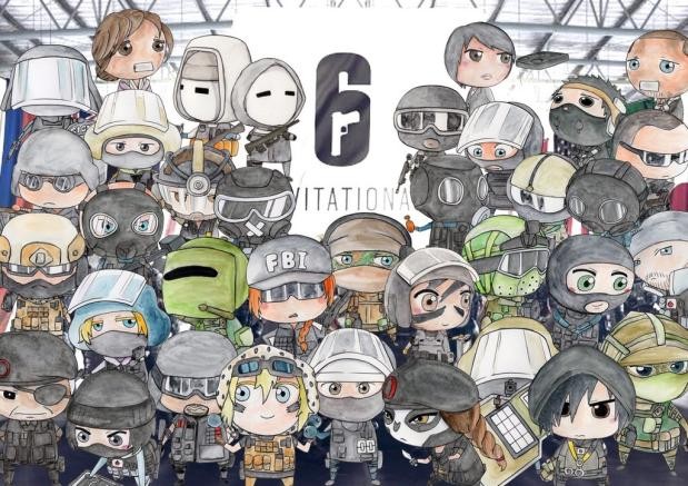 彩虹六号公仔周边耶格iq热切机枪闪盾班迪ash含cdkey ela 大美女