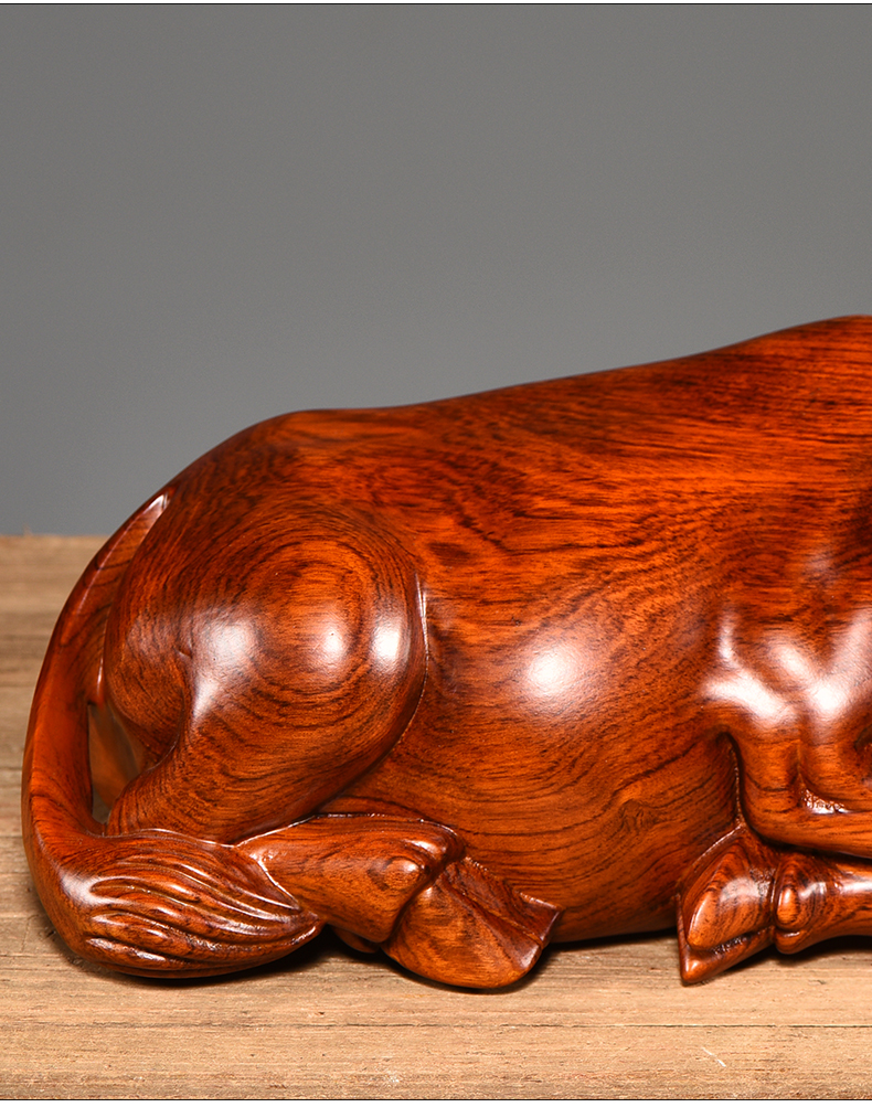 花梨木雕水牛摆件实木质生肖卧牛家居客厅办公室老板桌装饰送礼品