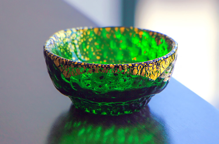 品质好物古法琉璃小茶杯金箔翡翠绿琉璃主人杯个性茶具手工品茗杯绿色