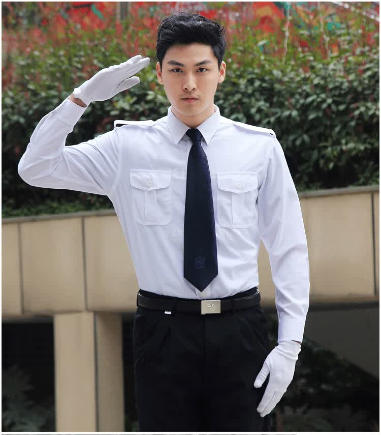保安衬衣 99白色长袖保安通用衬衣夏季保安制服上衣男式透气耐磨速干