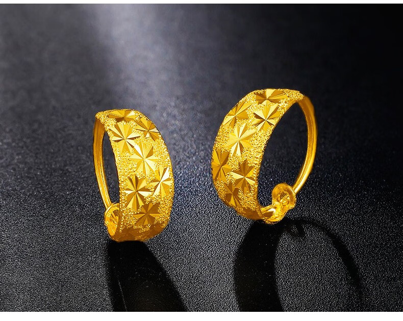 老凤凰 999足金黄金耳环女耳圈足金老人婆婆耳钉中老年耳坠耳饰妈妈