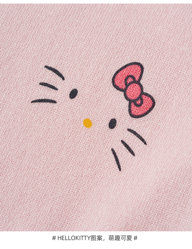 kitty童装2021秋季新款女童针织圆领短袖儿童中大童t恤 k154012米白色