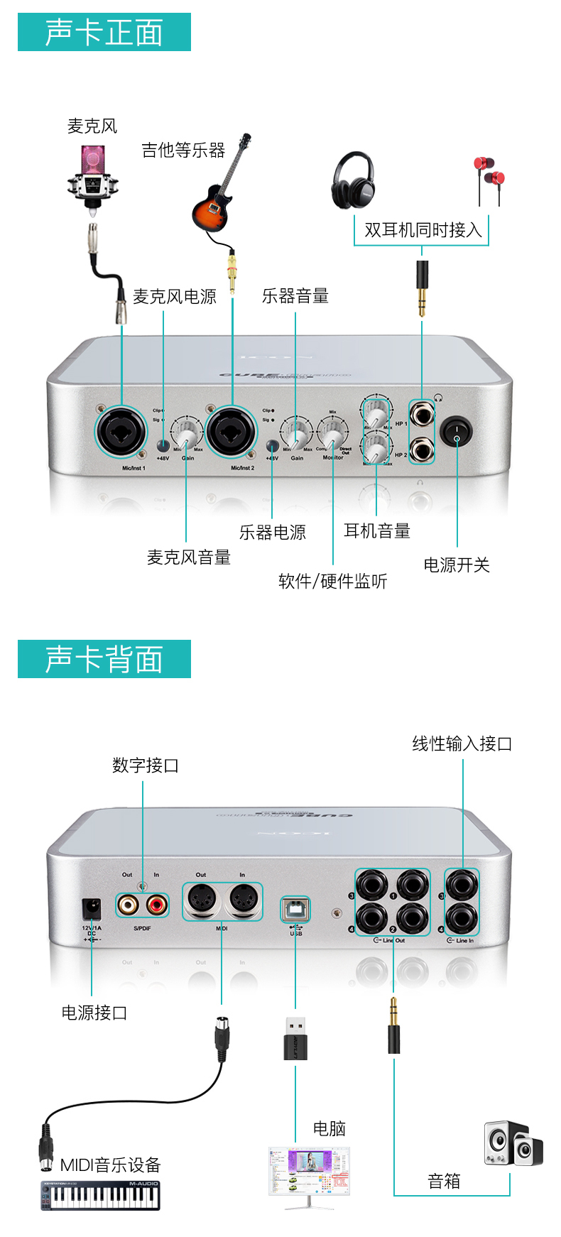 6nano声卡套装旗舰直播外置声卡电脑 台式 无线 艾肯6nano声卡【推