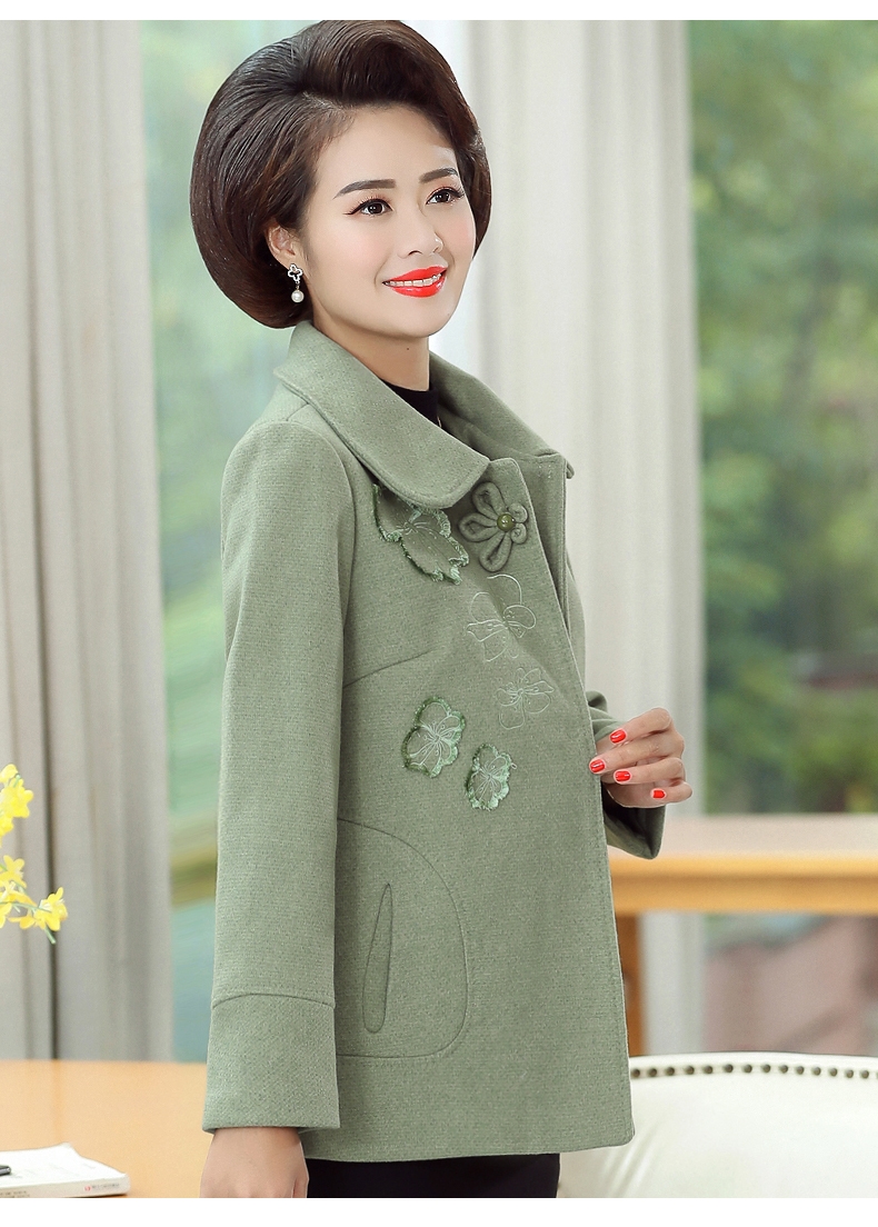 中老年人女装50岁60妈妈春装毛呢外套女中老年女装洋气上衣老年人秋冬