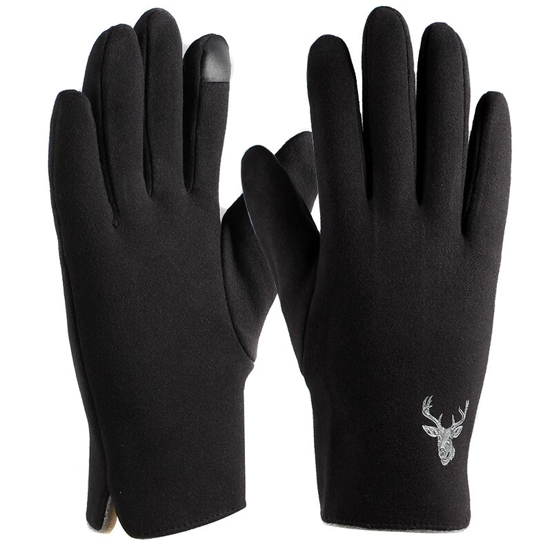 火炬人 男士女士秋冬季手套 保暖触屏手套户外电动车骑行手套 黑色