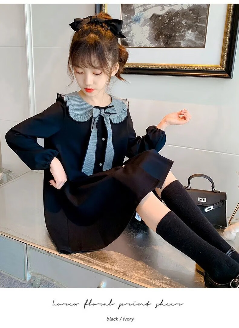 适合3-14岁女生穿的秋季女童连衣裙秋装新款洋气儿童公主裙小女孩韩版