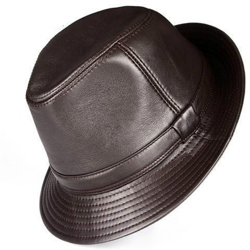 秋冬季男士牛皮绅士礼帽真皮中老年人英伦爵士帽老人户外爸爸帽子p1