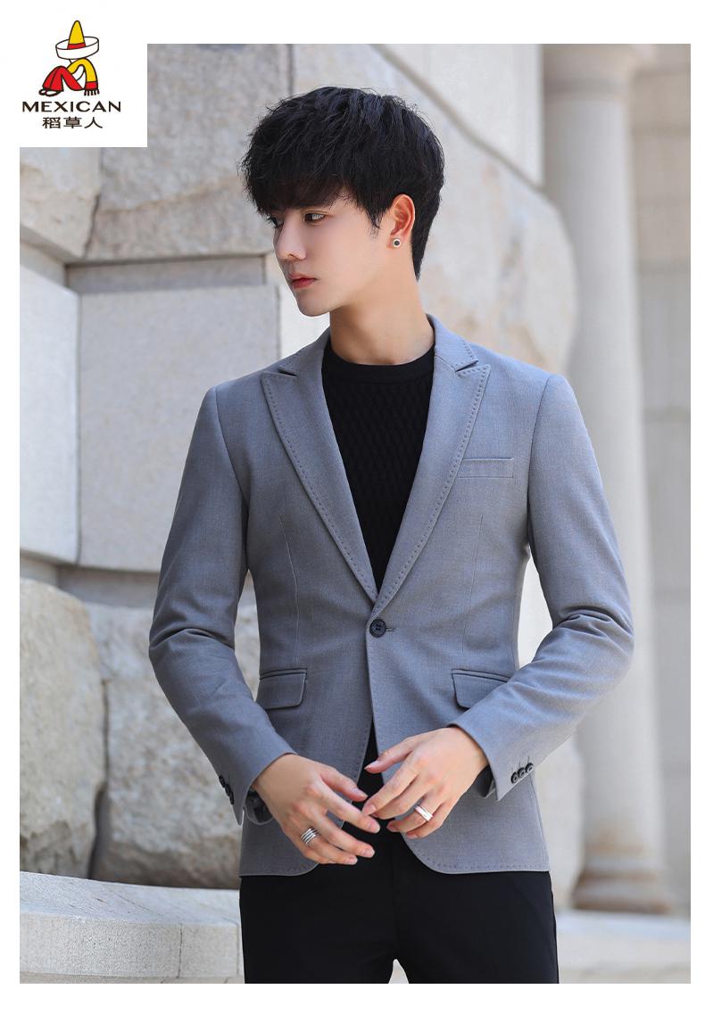 稻草人2022春夏新款西服男新款男士休闲潮流帅气商务小西装韩版修身