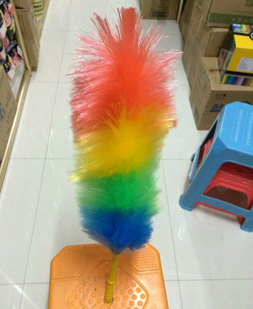 塑料掸子家用清洁鸡毛掸除尘不掉毛可弯曲水洗掸子彩色61cm纤维偏多款