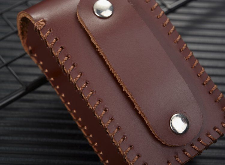 手工制作头层牛皮折叠眼镜盒真皮套便携式折叠眼镜包穿皮带折叠眼镜盒